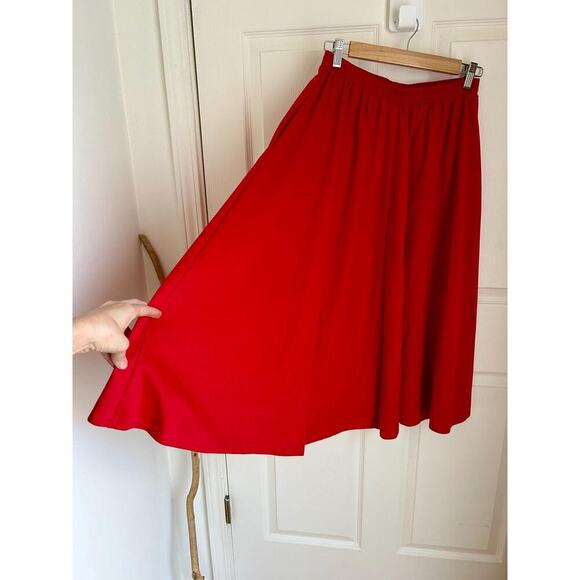 Vintage 80's Red High Waisted Circle Skirt with Pockets Size Small - Picture 4 of 5